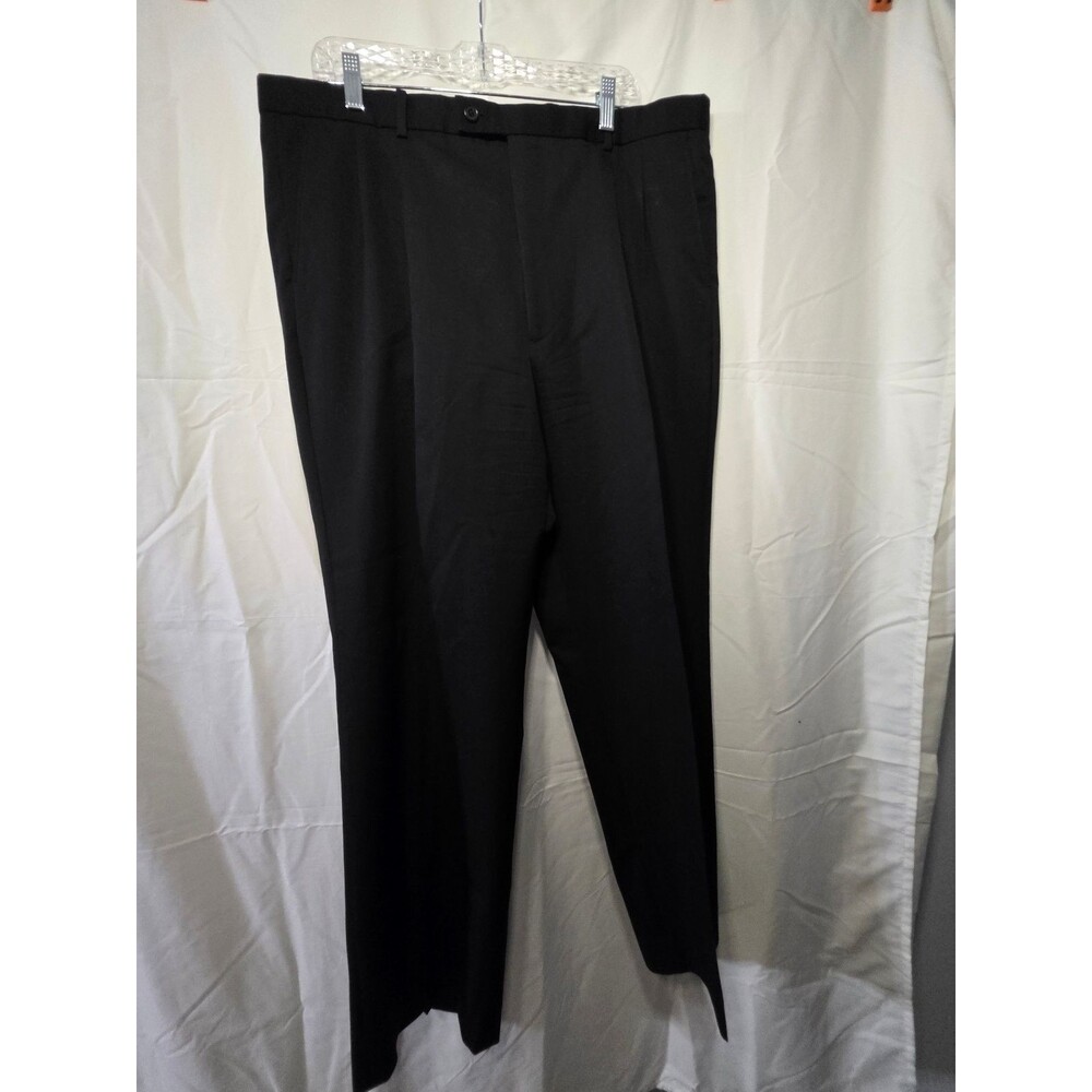 TRIESTE Men's Wool Dress Pants Black Size 39W Flat Front Classic Fit